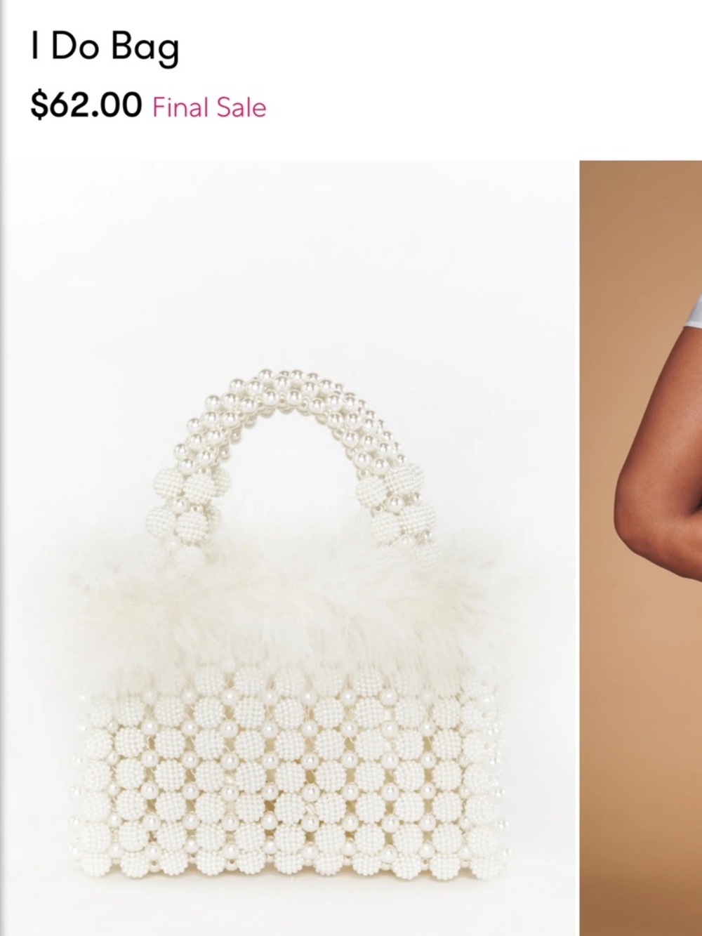 Show Me Your MuMu Pearl-Embellished Feather Top-Handle Mini Bag — White